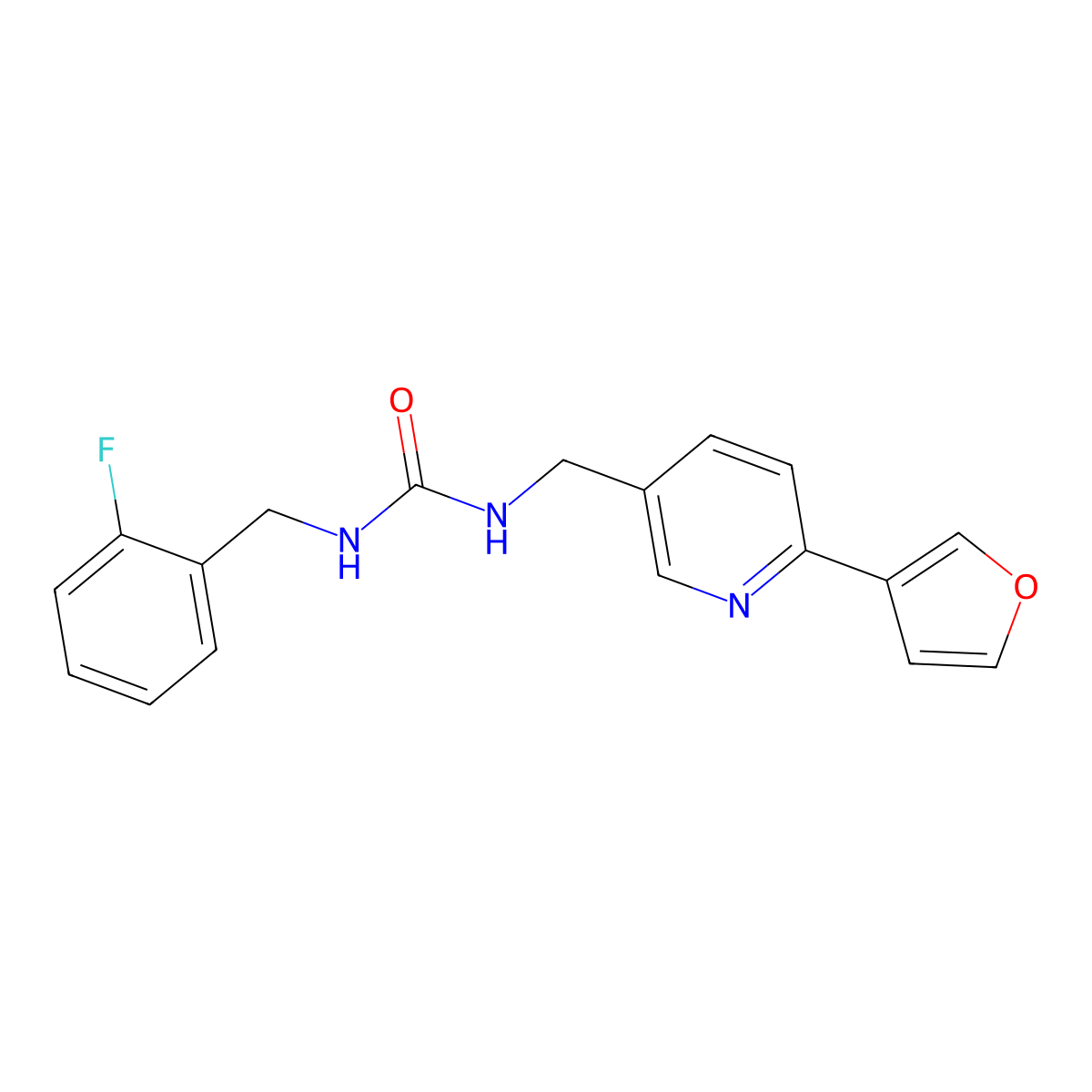 1-(2-Fluorobenzyl)-3-((6-(furan-3-yl)pyridin-3-yl)methyl)urea molecular structure, CAS 2034561-55-0