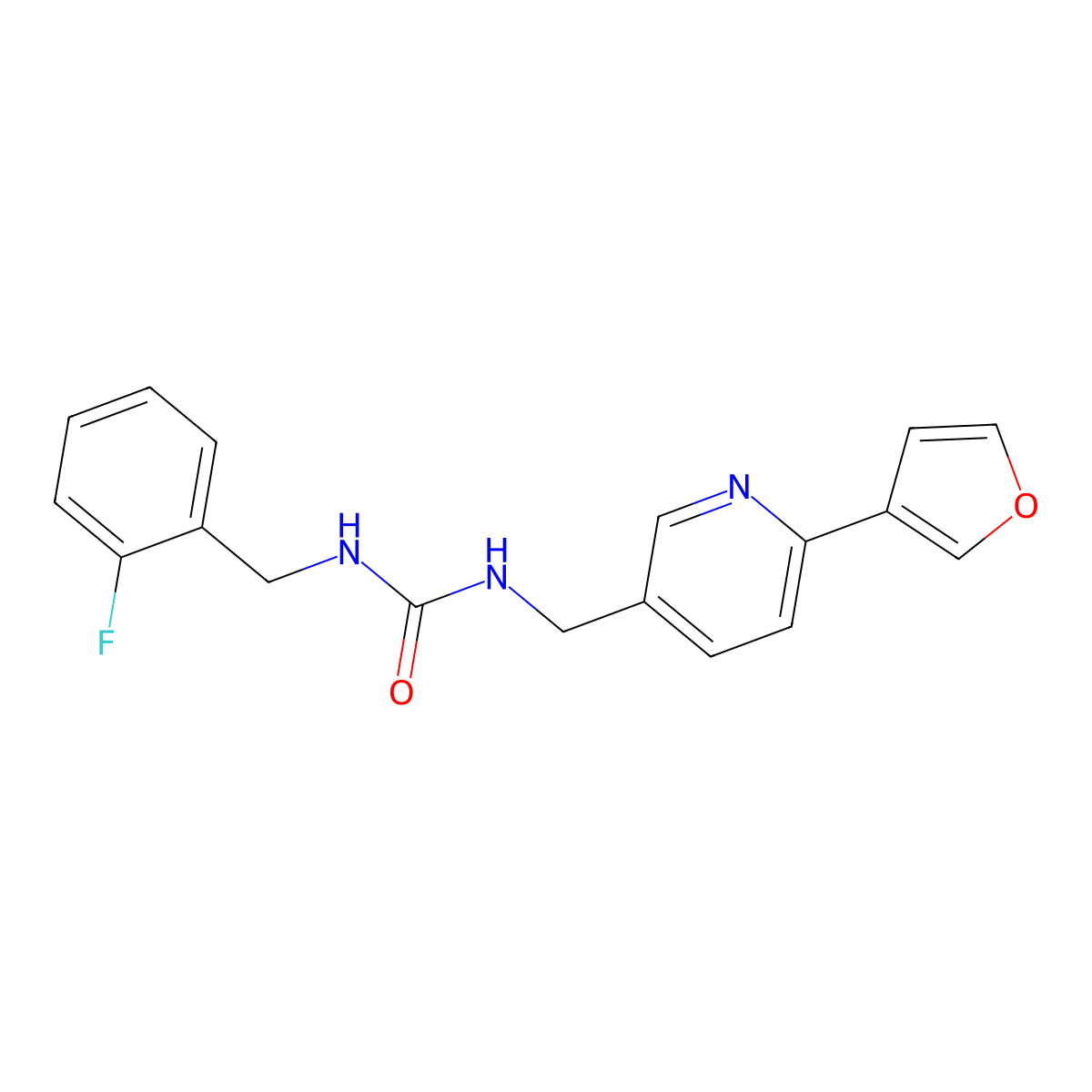 1-(2-Fluorobenzyl)-3-((6-(furan-3-yl)pyridin-3-yl)methyl)urea molecular structure, CAS 2034561-55-0