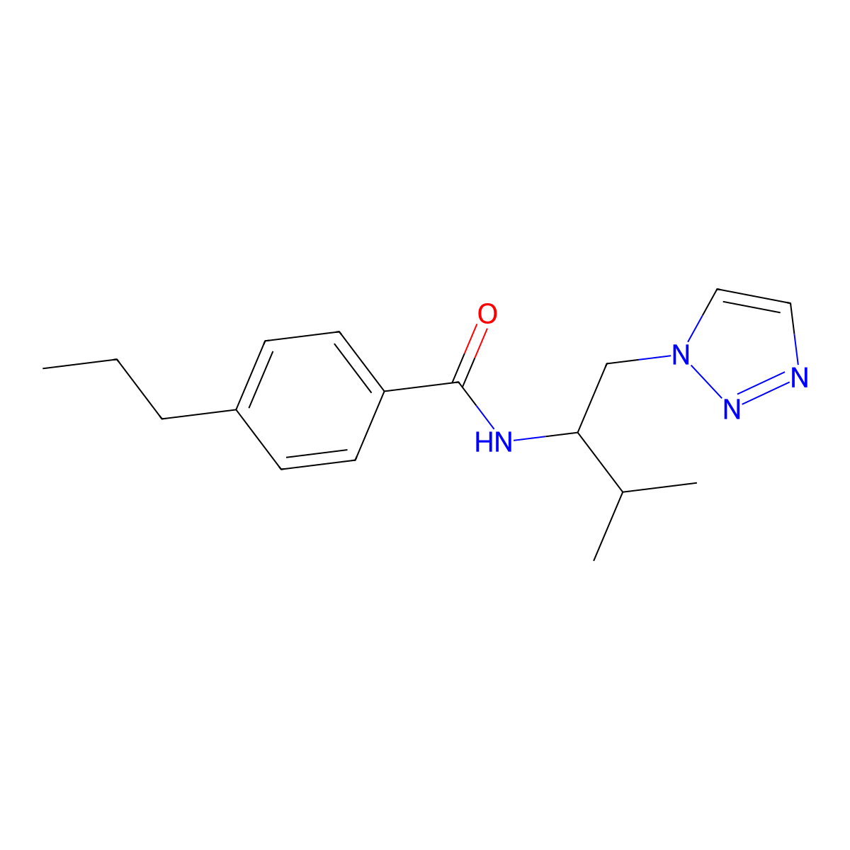 N-[3-methyl-1-(1H-1,2,3-triazol-1-yl)butan-2-yl]-4-propylbenzamide molecular structure, CAS 2034561-58-3