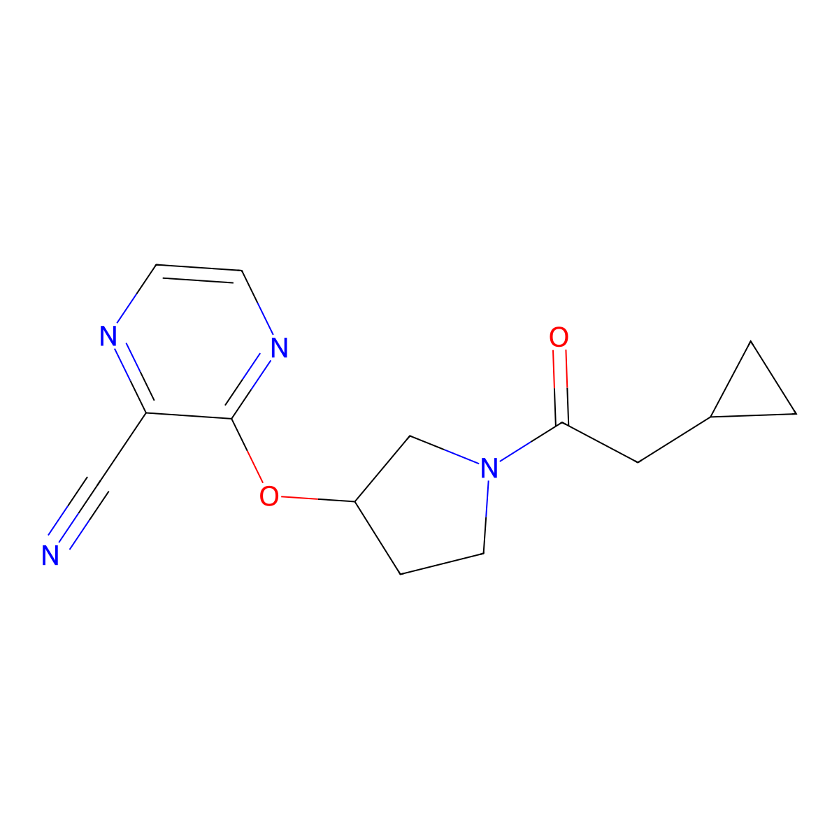 3-{[1-(2-Cyclopropylacetyl)pyrrolidin-3-yl]oxy}pyrazine-2-carbonitrile molecular structure, CAS 2034561-59-4