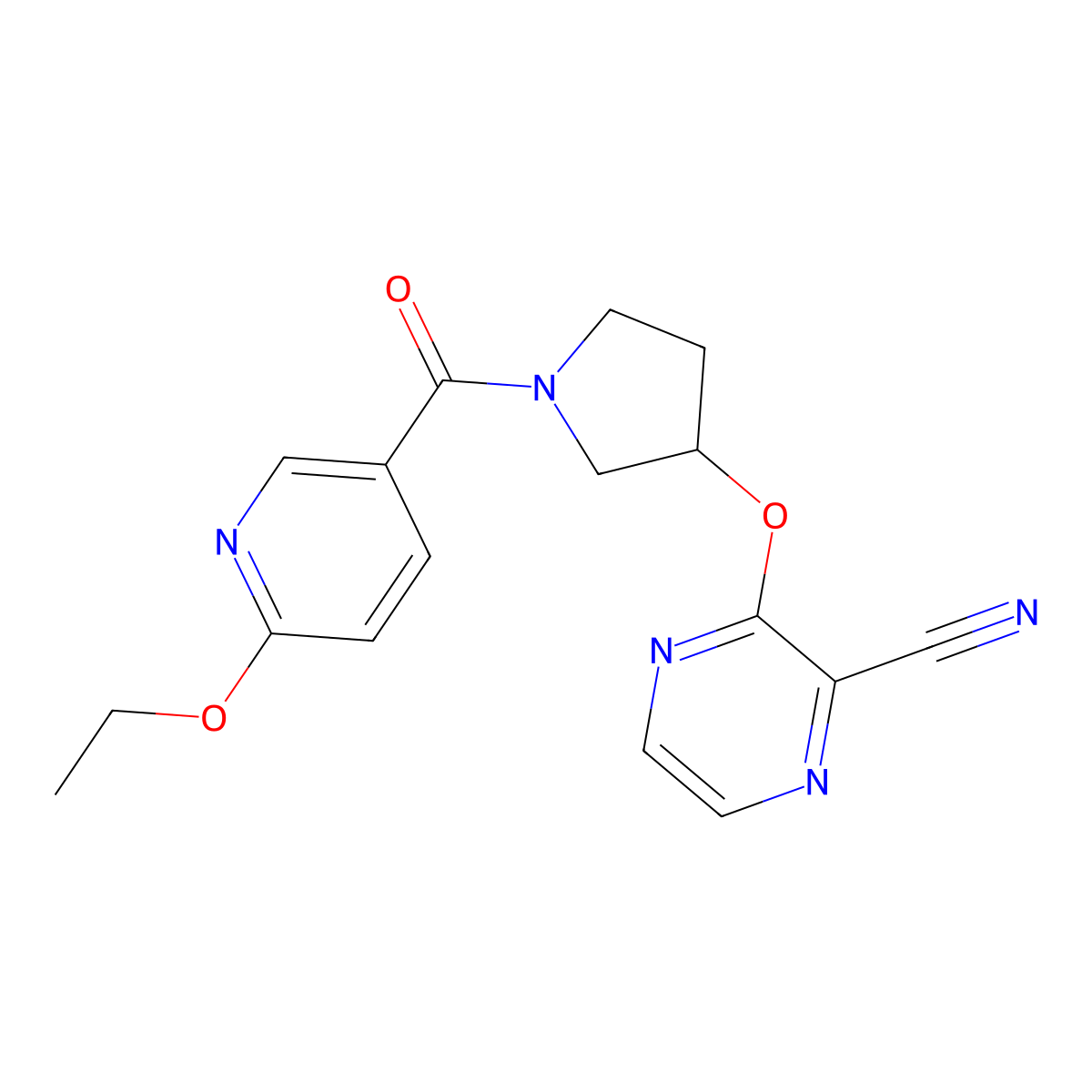 3-((1-(6-Ethoxynicotinoyl)pyrrolidin-3-yl)oxy)pyrazine-2-carbonitrile molecular structure, CAS 2034561-73-2