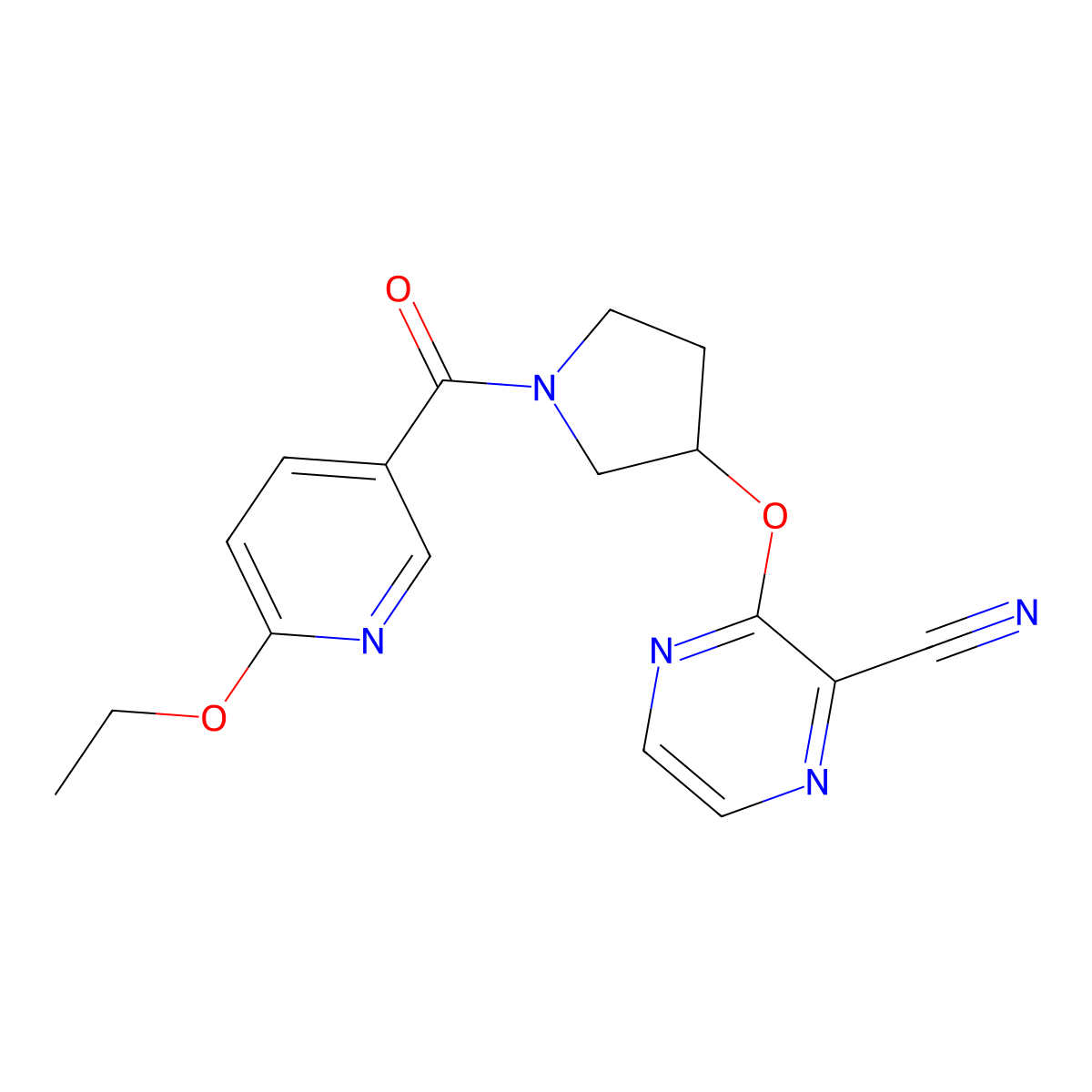 3-((1-(6-Ethoxynicotinoyl)pyrrolidin-3-yl)oxy)pyrazine-2-carbonitrile molecular structure, CAS 2034561-73-2