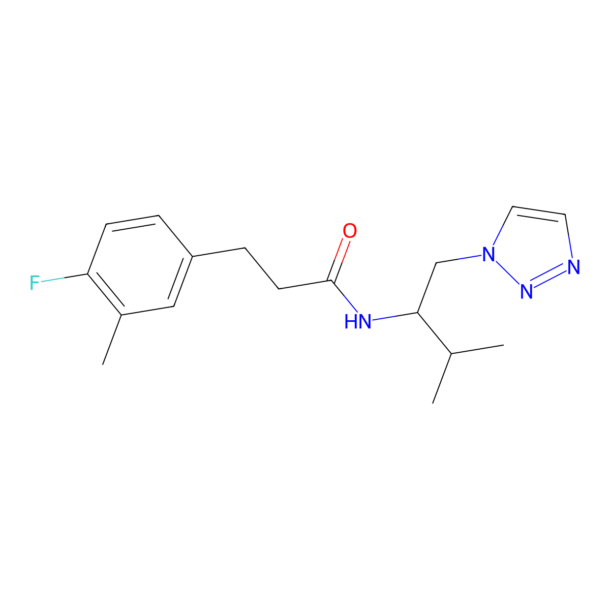 3-(4-fluoro-3-methylphenyl)-N-(3-methyl-1-(1H-1,2,3-triazol-1-yl)butan-2-yl)propanamide molecular structure, CAS 2034561-77-6