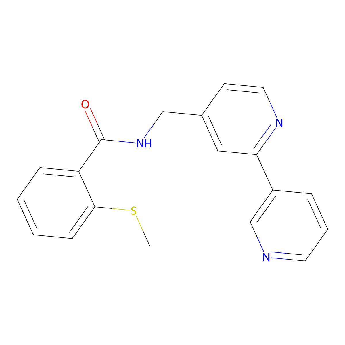 N-({[2,3'-bipyridine]-4-yl}methyl)-2-(methylsulfanyl)benzamide molecular structure, CAS 2034561-81-2
