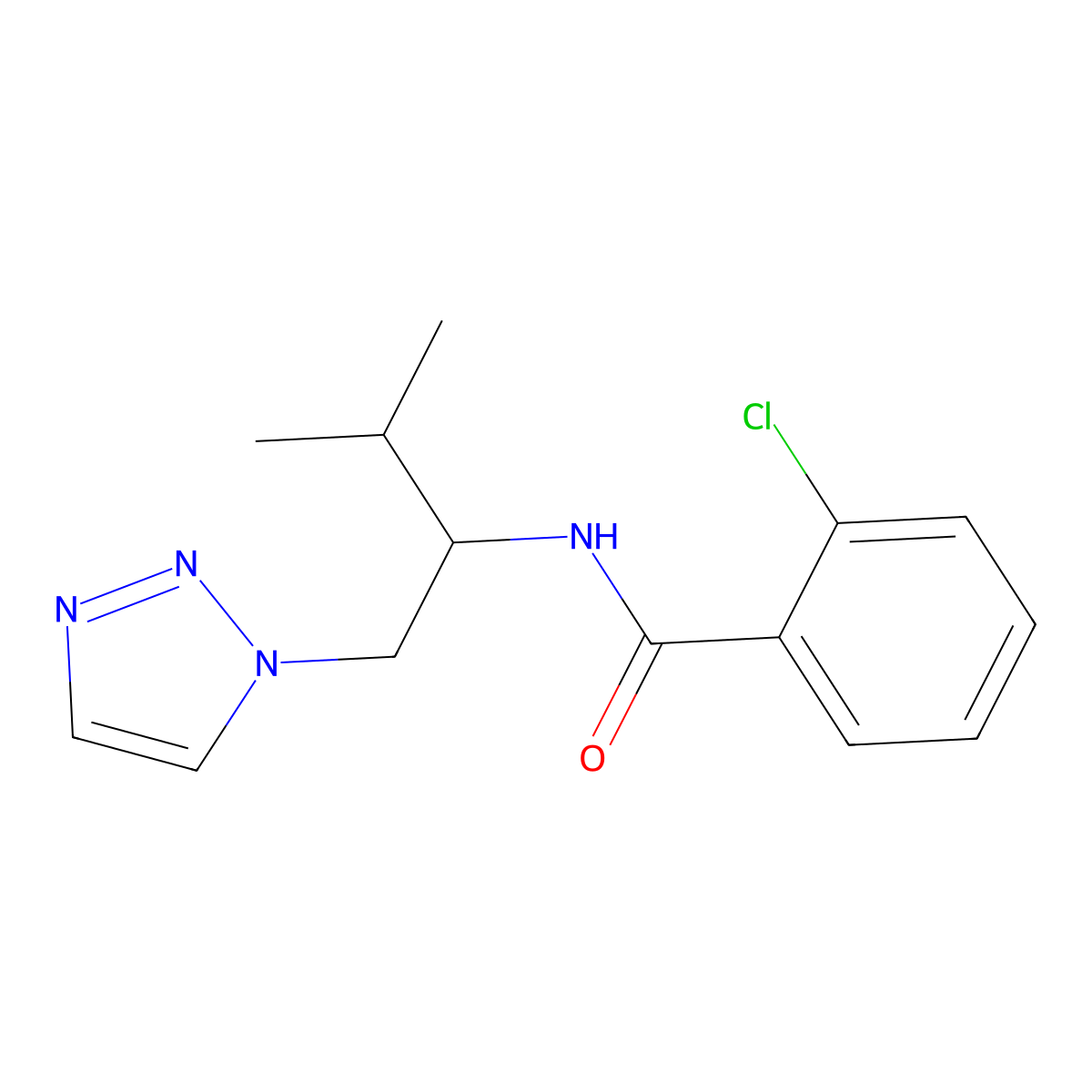 2-chloro-N-[3-methyl-1-(1H-1,2,3-triazol-1-yl)butan-2-yl]benzamide molecular structure, CAS 2034561-82-3