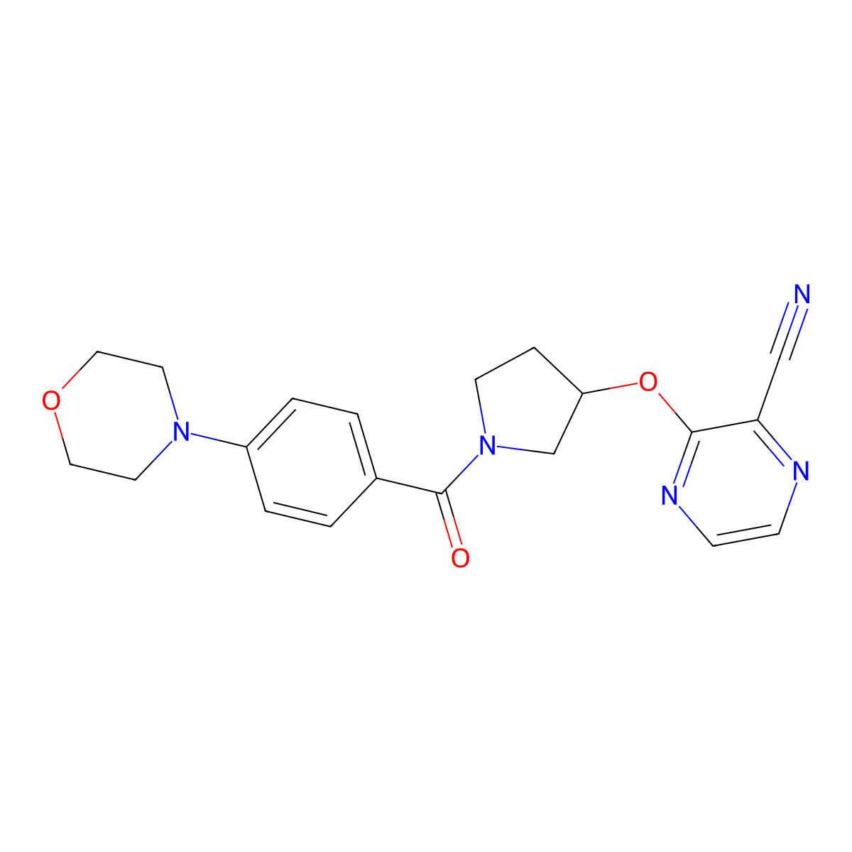 3-((1-(4-Morpholinobenzoyl)pyrrolidin-3-yl)oxy)pyrazine-2-carbonitrile molecular structure, CAS 2034561-86-7