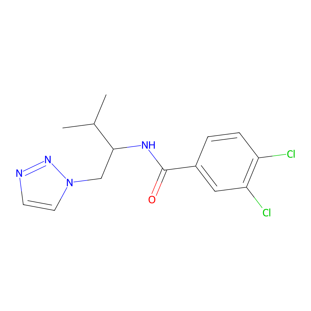 3,4-dichloro-N-(3-methyl-1-(1H-1,2,3-triazol-1-yl)butan-2-yl)benzamide molecular structure, CAS 2034561-88-9