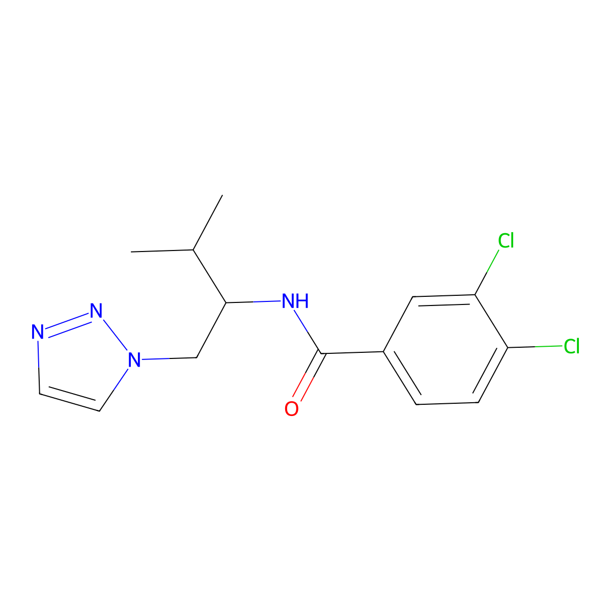 3,4-dichloro-N-(3-methyl-1-(1H-1,2,3-triazol-1-yl)butan-2-yl)benzamide molecular structure, CAS 2034561-88-9