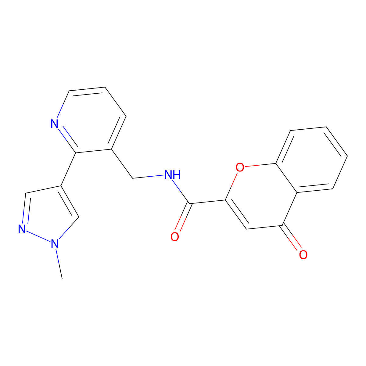 N-{[2-(1-methyl-1H-pyrazol-4-yl)pyridin-3-yl]methyl}-4-oxo-4H-chromene-2-carboxamide molecular structure, CAS 2034561-92-5