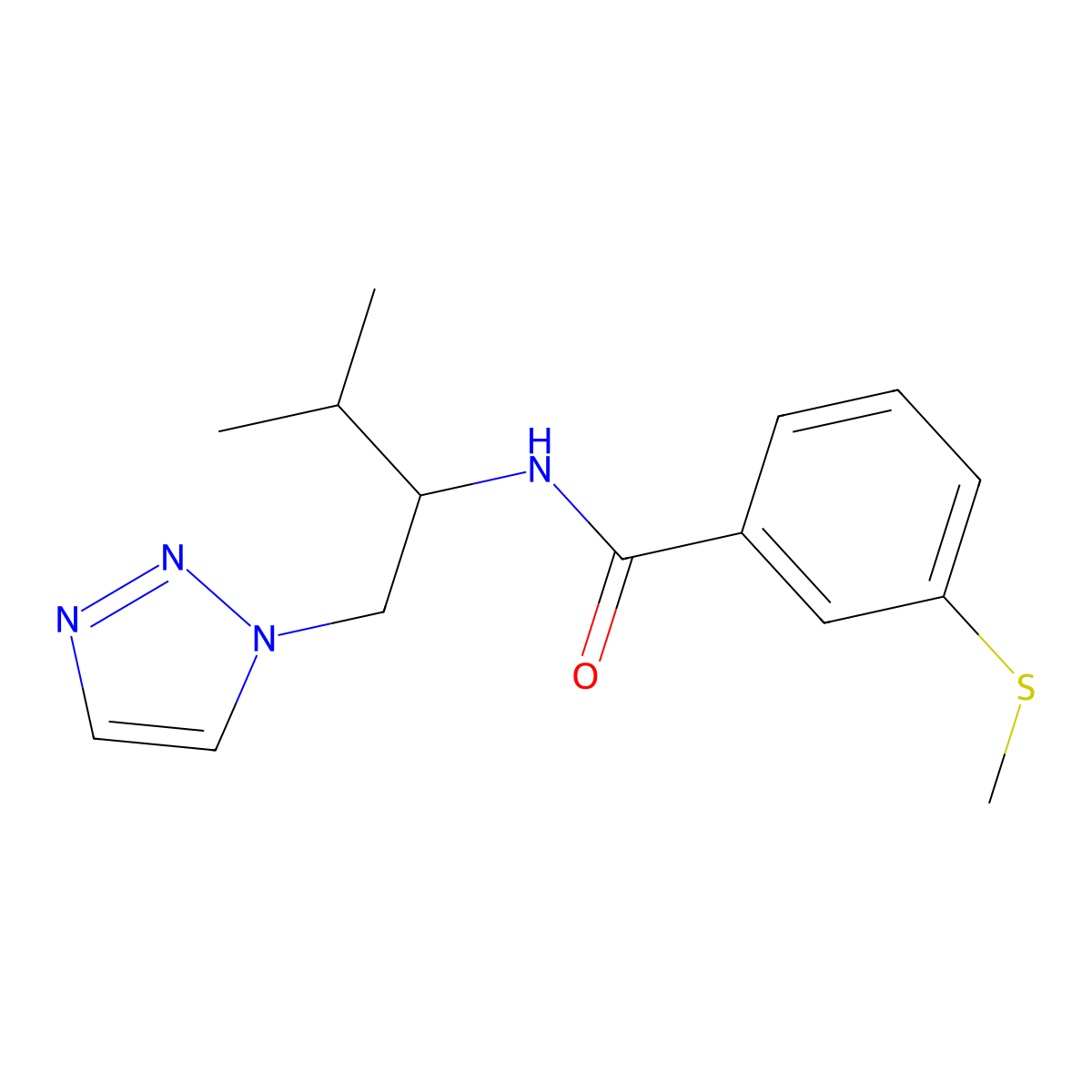N-(3-methyl-1-(1H-1,2,3-triazol-1-yl)butan-2-yl)-3-(methylthio)benzamide molecular structure, CAS 2034561-93-6