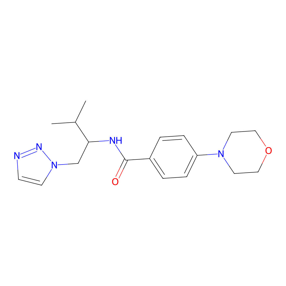 N-(3-methyl-1-(1H-1,2,3-triazol-1-yl)butan-2-yl)-4-morpholinobenzamide molecular structure, CAS 2034561-96-9