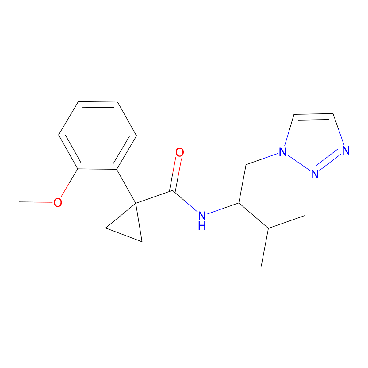 1-(2-methoxyphenyl)-N-(3-methyl-1-(1H-1,2,3-triazol-1-yl)butan-2-yl)cyclopropanecarboxamide molecular structure, CAS 2034562-01-9