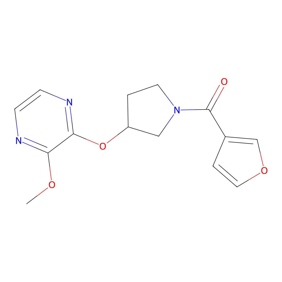Furan-3-yl(3-((3-methoxypyrazin-2-yl)oxy)pyrrolidin-1-yl)methanone molecular structure, CAS 2034562-04-2
