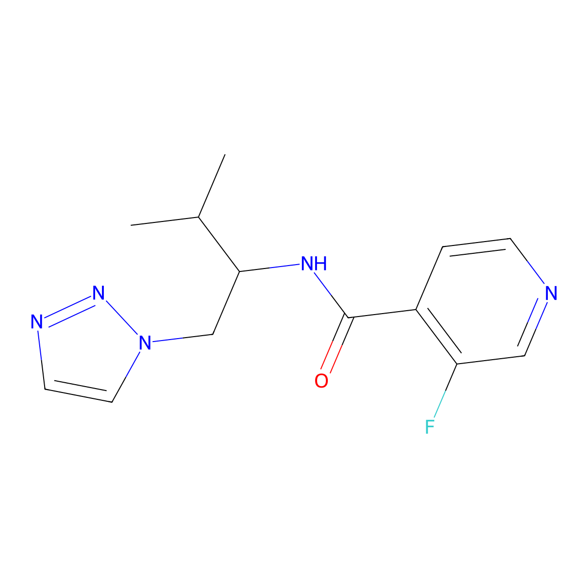 3-fluoro-N-(3-methyl-1-(1H-1,2,3-triazol-1-yl)butan-2-yl)isonicotinamide molecular structure, CAS 2034562-05-3