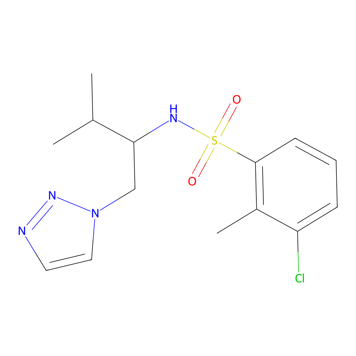 3-chloro-2-methyl-N-(3-methyl-1-(1H-1,2,3-triazol-1-yl)butan-2-yl)benzenesulfonamide molecular structure, CAS 2034562-08-6
