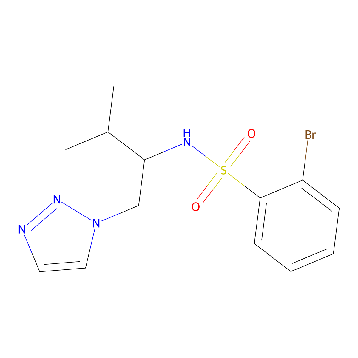 2-bromo-N-(3-methyl-1-(1H-1,2,3-triazol-1-yl)butan-2-yl)benzenesulfonamide molecular structure, CAS 2034562-10-0