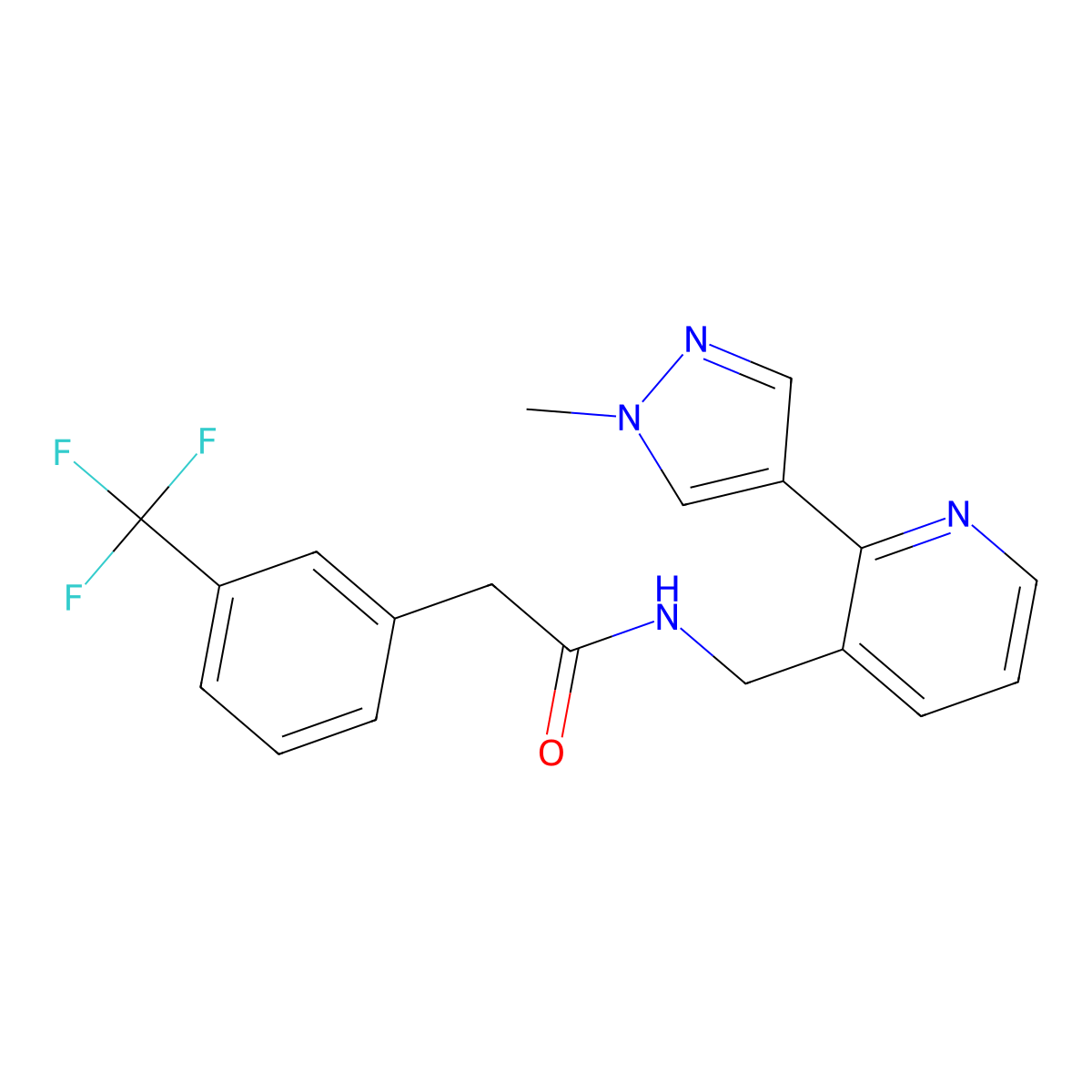 N-{[2-(1-methyl-1H-pyrazol-4-yl)pyridin-3-yl]methyl}-2-[3-(trifluoromethyl)phenyl]acetamide molecular structure, CAS 2034562-14-4