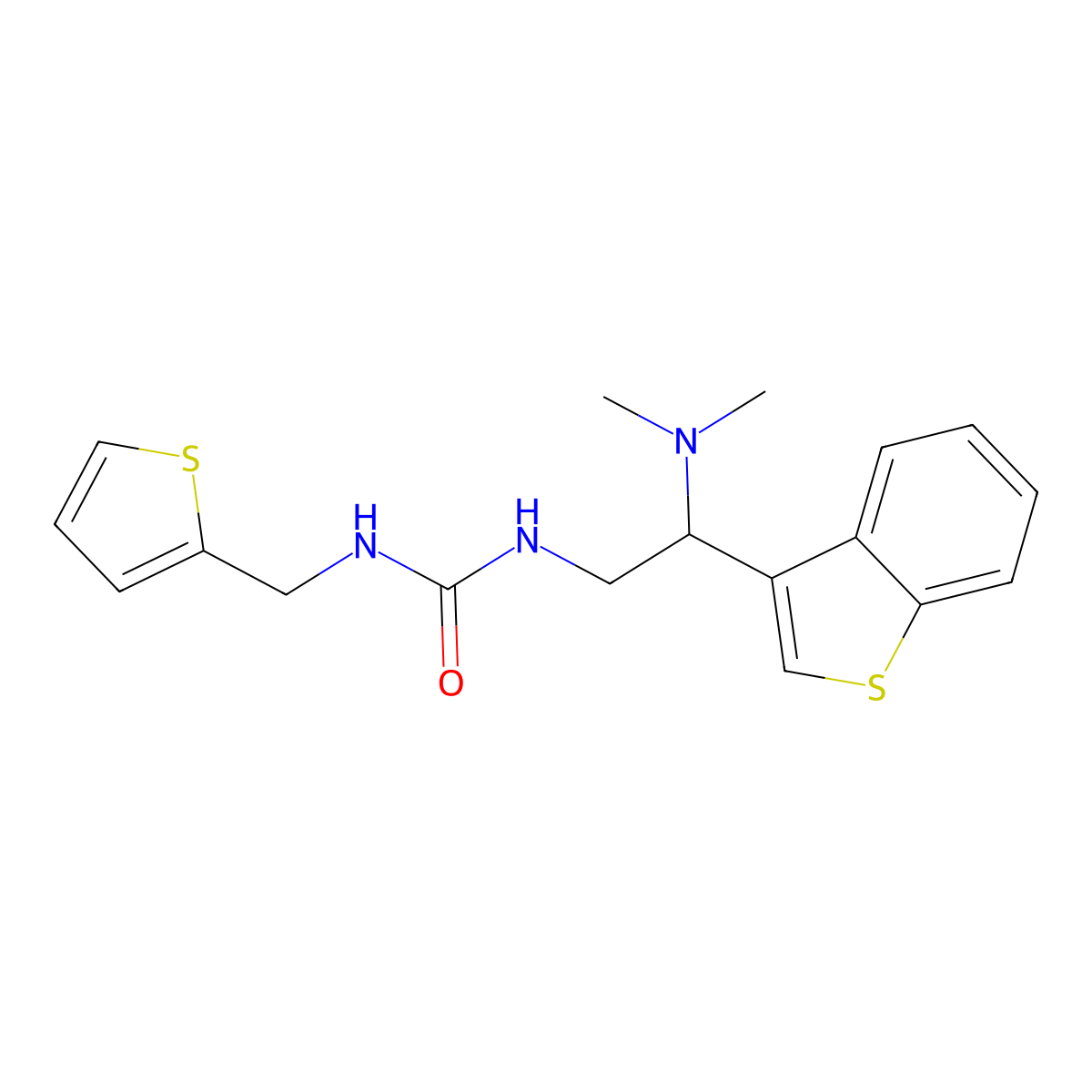 1-(2-(Benzo[b]thiophen-3-yl)-2-(dimethylamino)ethyl)-3-(thiophen-2-ylmethyl)urea molecular structure, CAS 2034562-18-8