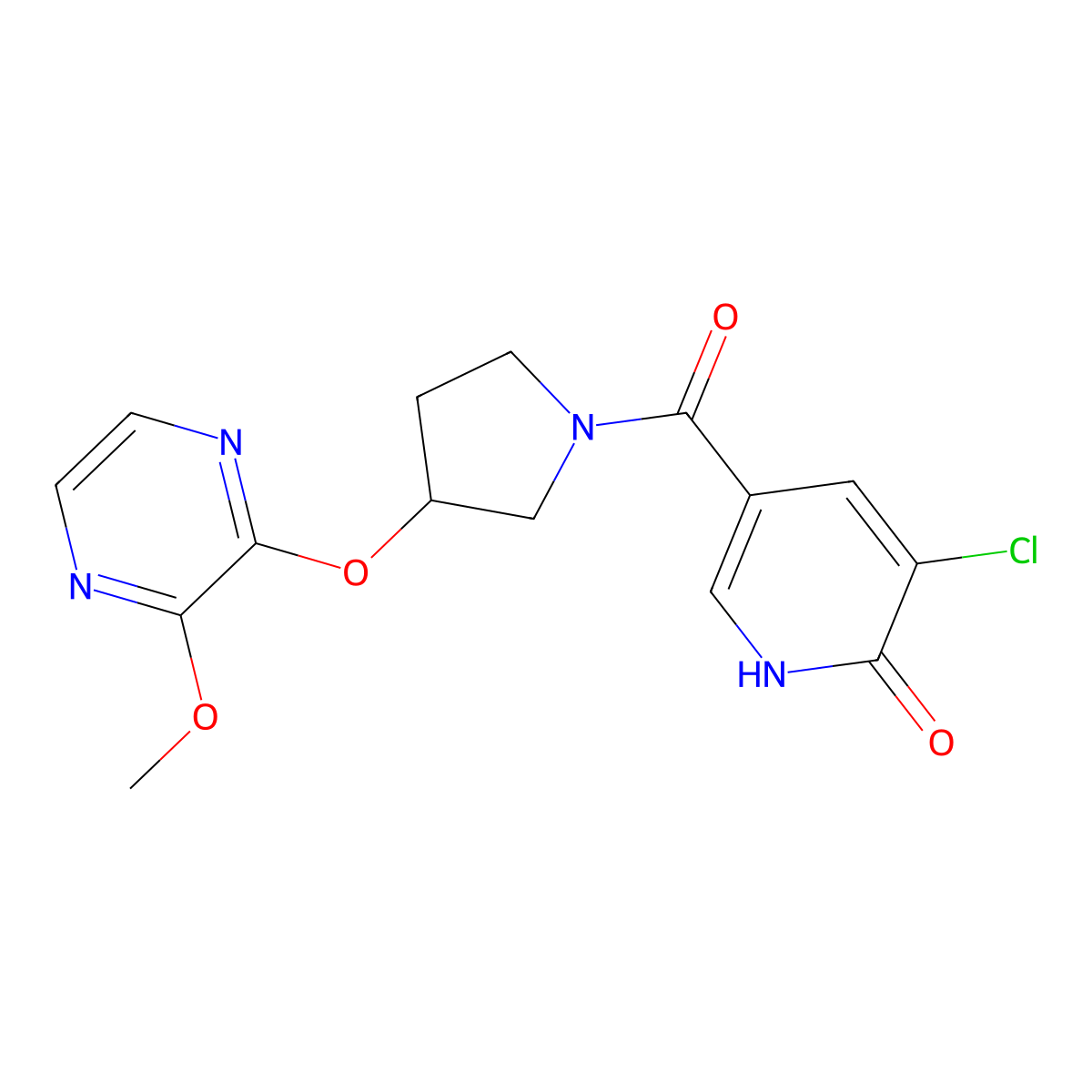 (5-Chloro-6-hydroxypyridin-3-yl)(3-((3-methoxypyrazin-2-yl)oxy)pyrrolidin-1-yl)methanone molecular structure, CAS 2034562-23-5