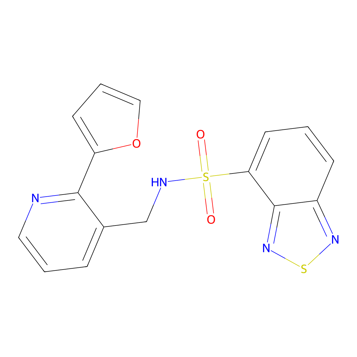 N-((2-(furan-2-yl)pyridin-3-yl)methyl)benzo[c][1,2,5]thiadiazole-4-sulfonamide molecular structure, CAS 2034562-25-7