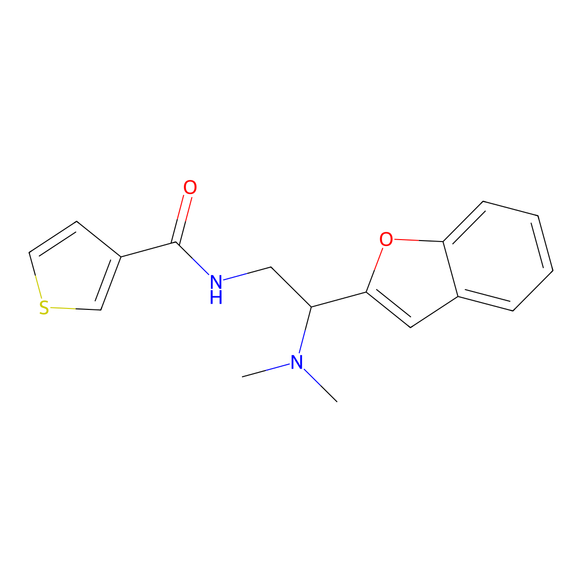 N-(2-(benzofuran-2-yl)-2-(dimethylamino)ethyl)thiophene-3-carboxamide molecular structure, CAS 2034562-31-5