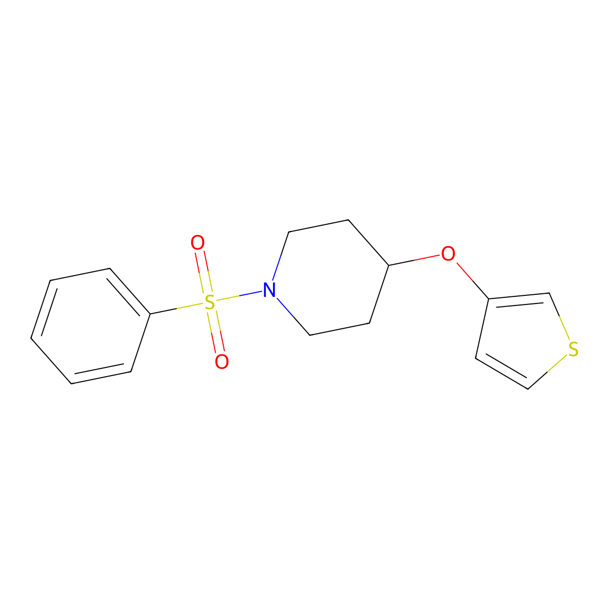 1-(Phenylsulfonyl)-4-(thiophen-3-yloxy)piperidine molecular structure, CAS 2034562-34-8