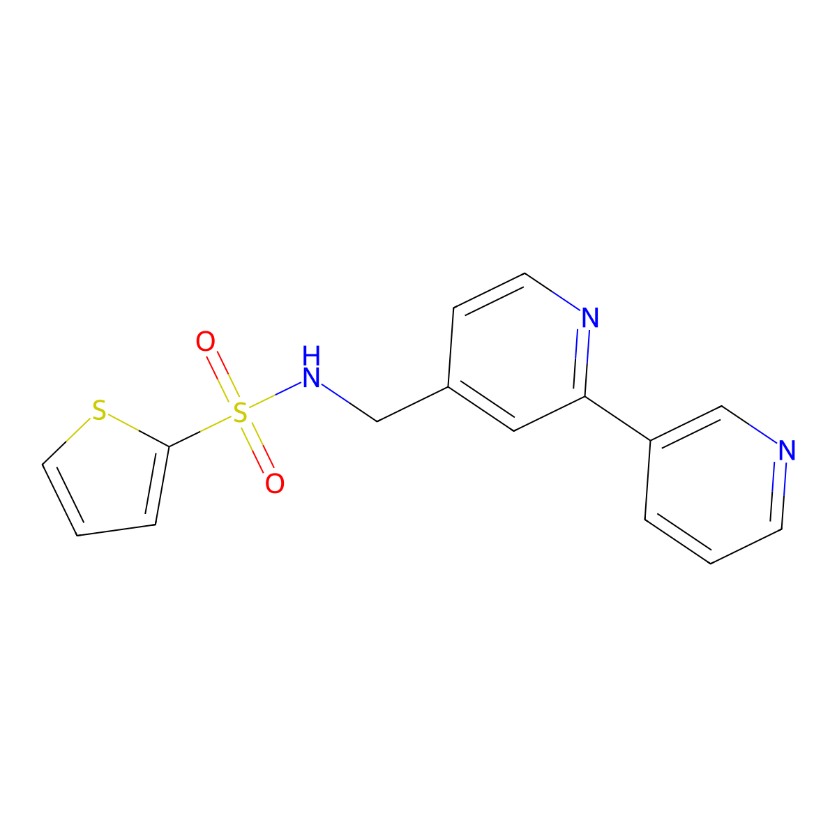 N-({[2,3'-bipyridine]-4-yl}methyl)thiophene-2-sulfonamide molecular structure, CAS 2034562-36-0