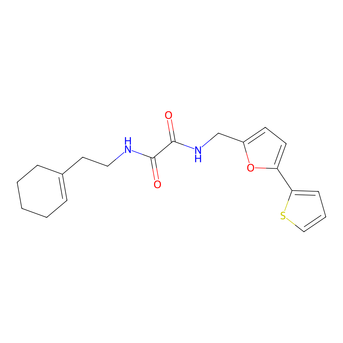 N1-(2-(cyclohex-1-en-1-yl)ethyl)-N2-((5-(thiophen-2-yl)furan-2-yl)methyl)oxalamide molecular structure, CAS 2034562-41-7