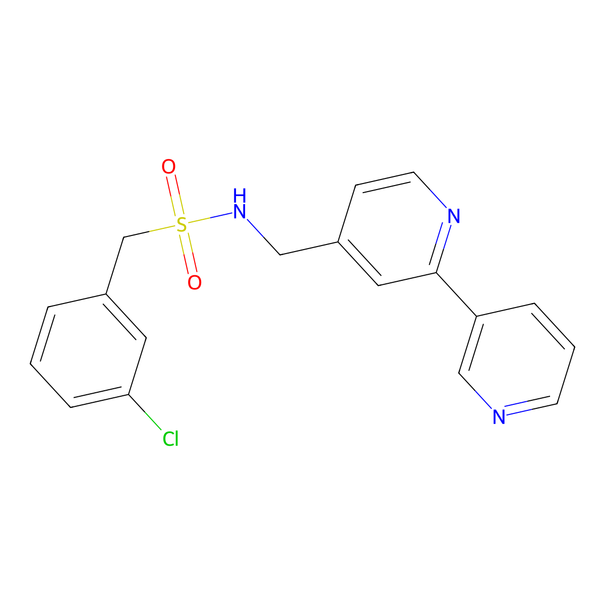 N-([2,3'-bipyridin]-4-ylmethyl)-1-(3-chlorophenyl)methanesulfonamide molecular structure, CAS 2034562-46-2