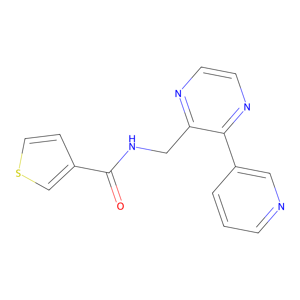 N-{[3-(pyridin-3-yl)pyrazin-2-yl]methyl}thiophene-3-carboxamide molecular structure, CAS 2034562-48-4