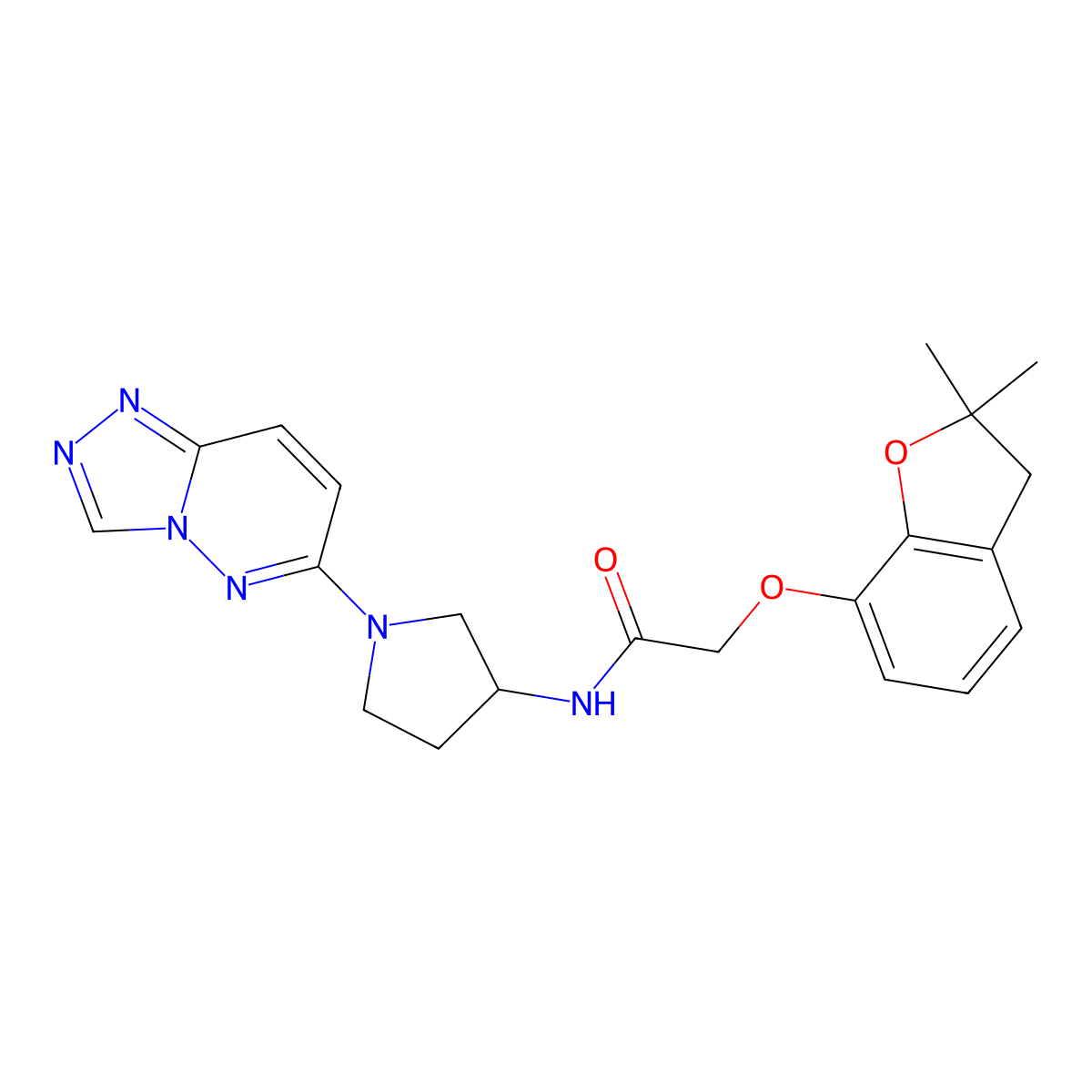 N-(1-([1,2,4]triazolo[4,3-b]pyridazin-6-yl)pyrrolidin-3-yl)-2-((2,2-dimethyl-2,3-dihydrobenzofuran-7-yl)oxy)acetamide molecular structure, CAS 2034562-51-9