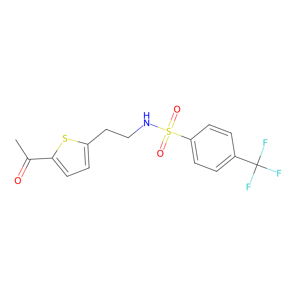 N-(2-(5-acetylthiophen-2-yl)ethyl)-4-(trifluoromethyl)benzenesulfonamide molecular structure, CAS 2034562-52-0