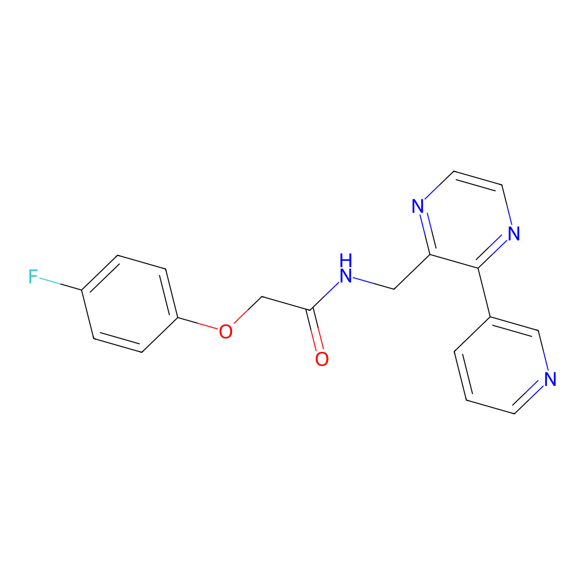 2-(4-fluorophenoxy)-N-{[3-(pyridin-3-yl)pyrazin-2-yl]methyl}acetamide molecular structure, CAS 2034562-57-5