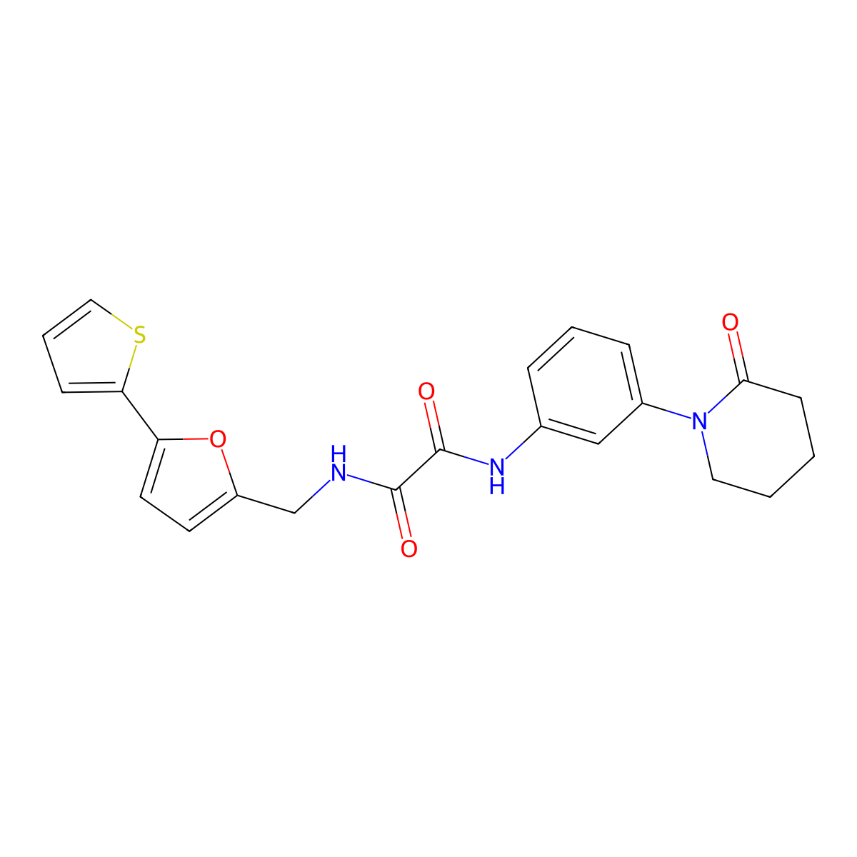 N1-(3-(2-oxopiperidin-1-yl)phenyl)-N2-((5-(thiophen-2-yl)furan-2-yl)methyl)oxalamide molecular structure, CAS 2034562-62-2