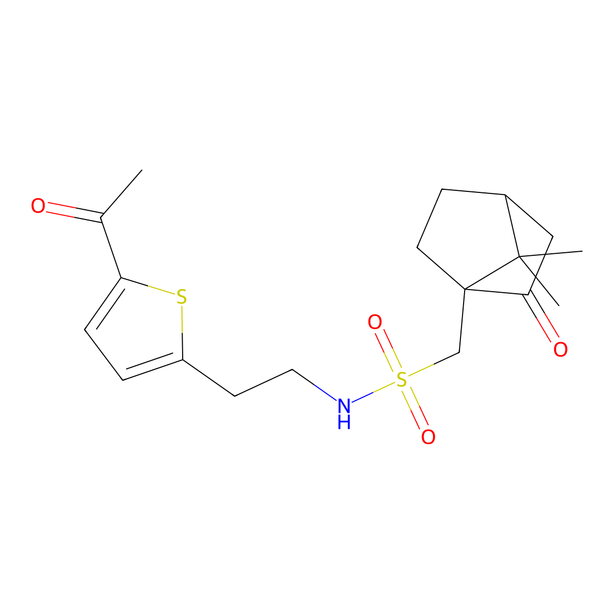 N-(2-(5-acetylthiophen-2-yl)ethyl)-1-(7,7-dimethyl-2-oxobicyclo[2.2.1]heptan-1-yl)methanesulfonamide molecular structure, CAS 2034562-65-5