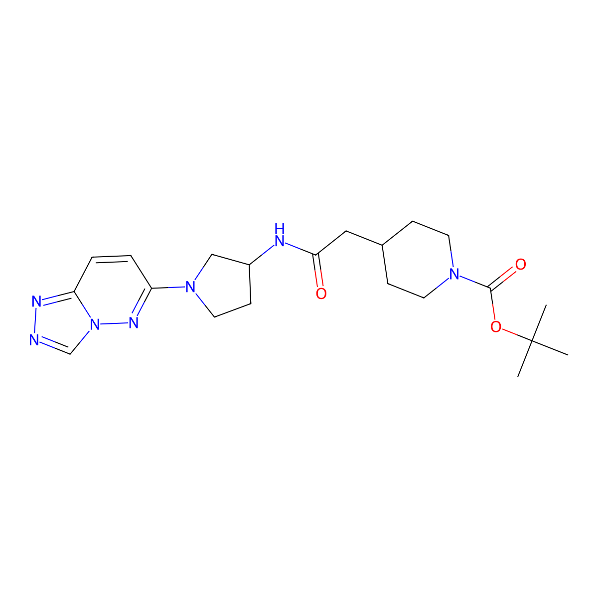 Tert-butyl 4-(2-((1-([1,2,4]triazolo[4,3-b]pyridazin-6-yl)pyrrolidin-3-yl)amino)-2-oxoethyl)piperidine-1-carboxylate molecular structure, CAS 2034562-70-2