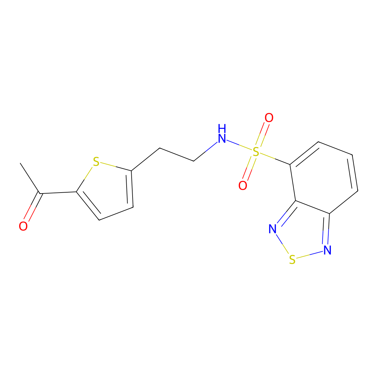 N-(2-(5-acetylthiophen-2-yl)ethyl)benzo[c][1,2,5]thiadiazole-4-sulfonamide molecular structure, CAS 2034562-71-3