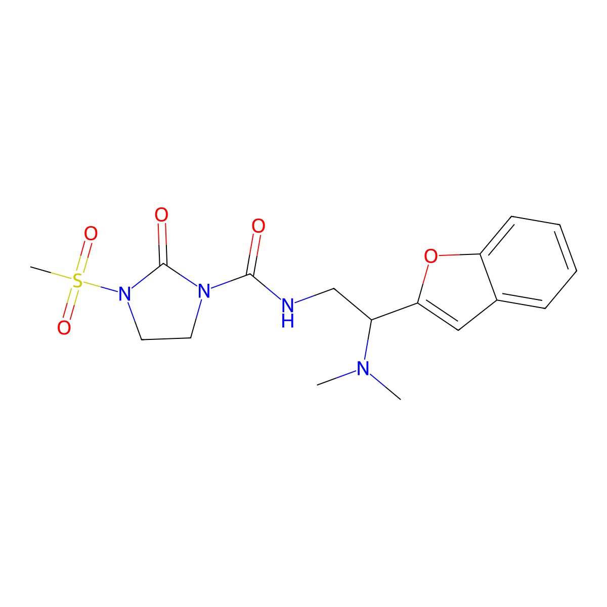 N-(2-(benzofuran-2-yl)-2-(dimethylamino)ethyl)-3-(methylsulfonyl)-2-oxoimidazolidine-1-carboxamide molecular structure, CAS 2034562-77-9