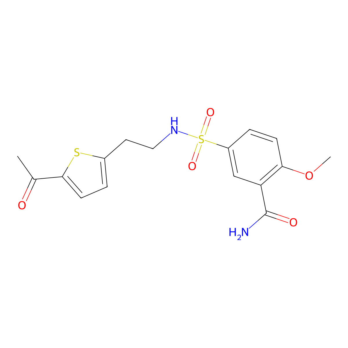 5-(N-(2-(5-acetylthiophen-2-yl)ethyl)sulfamoyl)-2-methoxybenzamide molecular structure, CAS 2034562-79-1