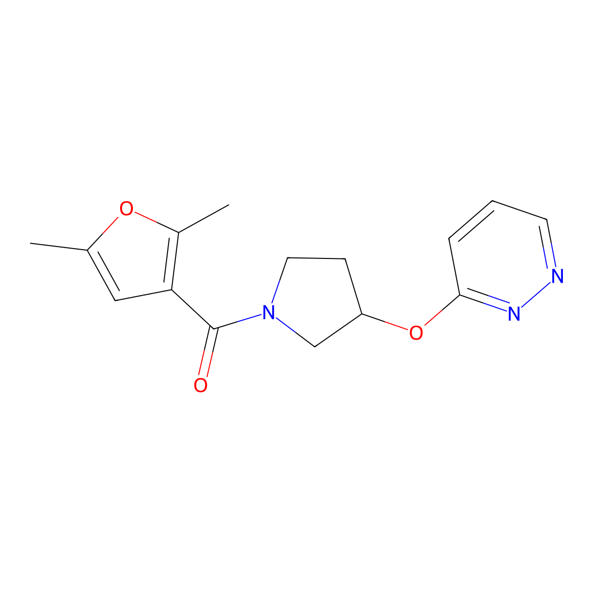(2,5-Dimethylfuran-3-yl)(3-(pyridazin-3-yloxy)pyrrolidin-1-yl)methanone molecular structure, CAS 2034562-81-5