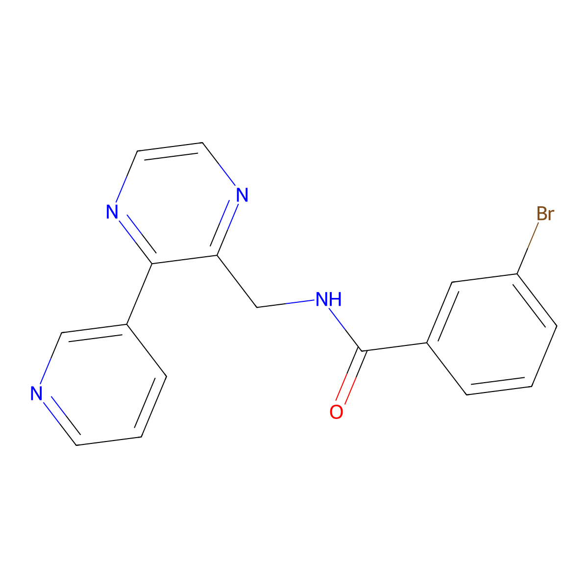 3-bromo-N-{[3-(pyridin-3-yl)pyrazin-2-yl]methyl}benzamide molecular structure, CAS 2034562-84-8