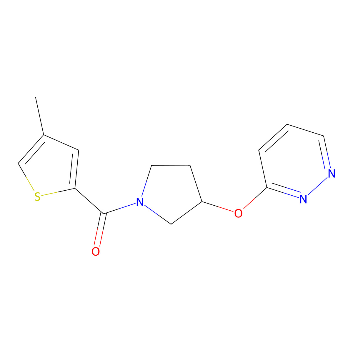 (4-Methylthiophen-2-yl)(3-(pyridazin-3-yloxy)pyrrolidin-1-yl)methanone molecular structure, CAS 2034562-93-9