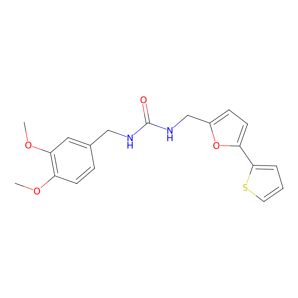 1-(3,4-Dimethoxybenzyl)-3-((5-(thiophen-2-yl)furan-2-yl)methyl)urea molecular structure, CAS 2034562-94-0
