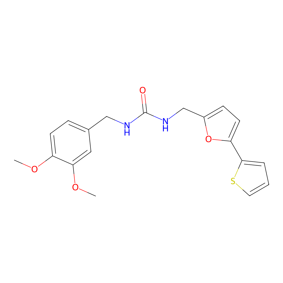 1-(3,4-Dimethoxybenzyl)-3-((5-(thiophen-2-yl)furan-2-yl)methyl)urea molecular structure, CAS 2034562-94-0