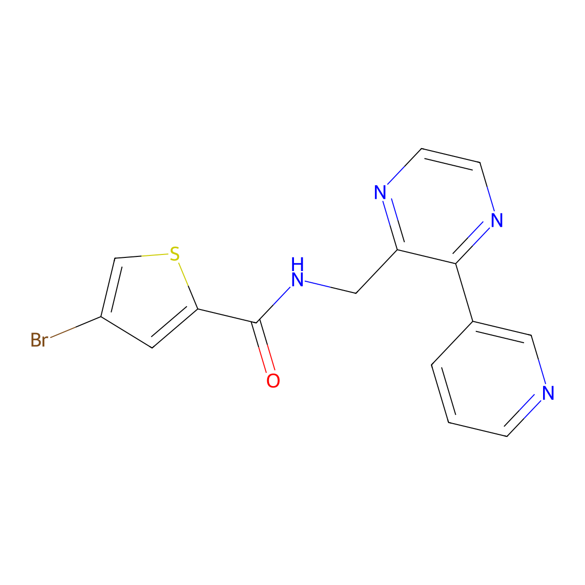 4-bromo-N-{[3-(pyridin-3-yl)pyrazin-2-yl]methyl}thiophene-2-carboxamide molecular structure, CAS 2034563-08-9