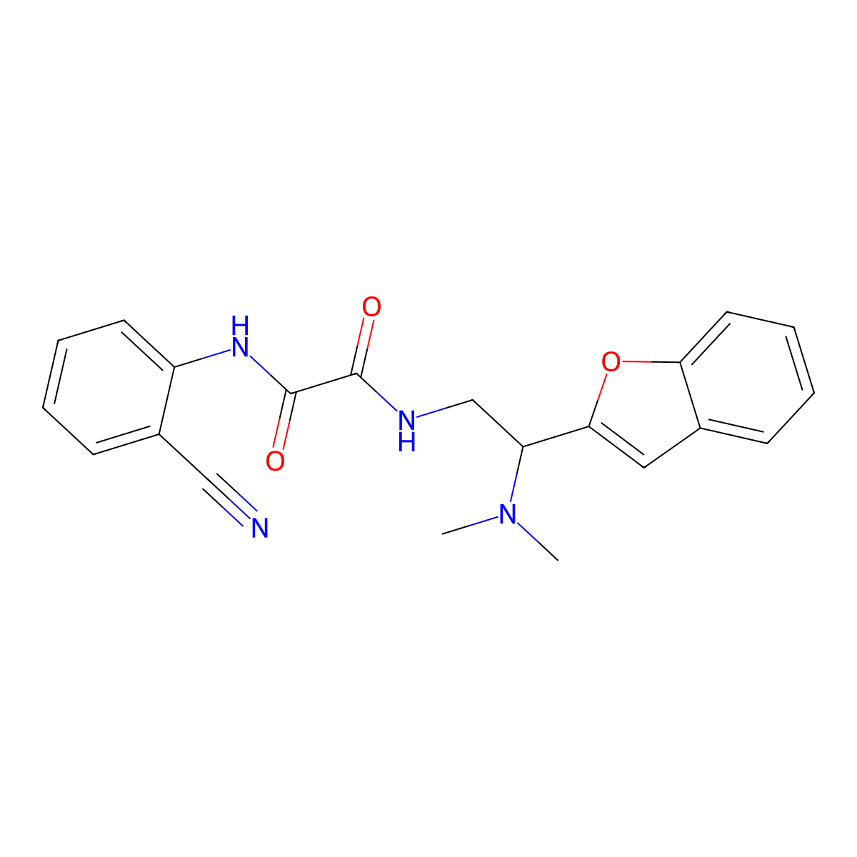 N1-(2-(benzofuran-2-yl)-2-(dimethylamino)ethyl)-N2-(2-cyanophenyl)oxalamide molecular structure, CAS 2034563-11-4