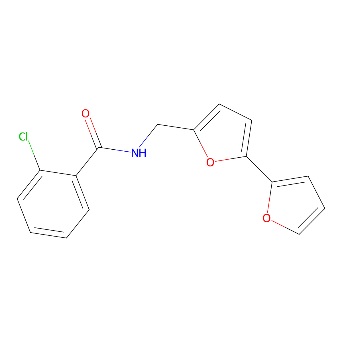 N-({[2,2'-bifuran]-5-yl}methyl)-2-chlorobenzamide molecular structure, CAS 2034563-21-6