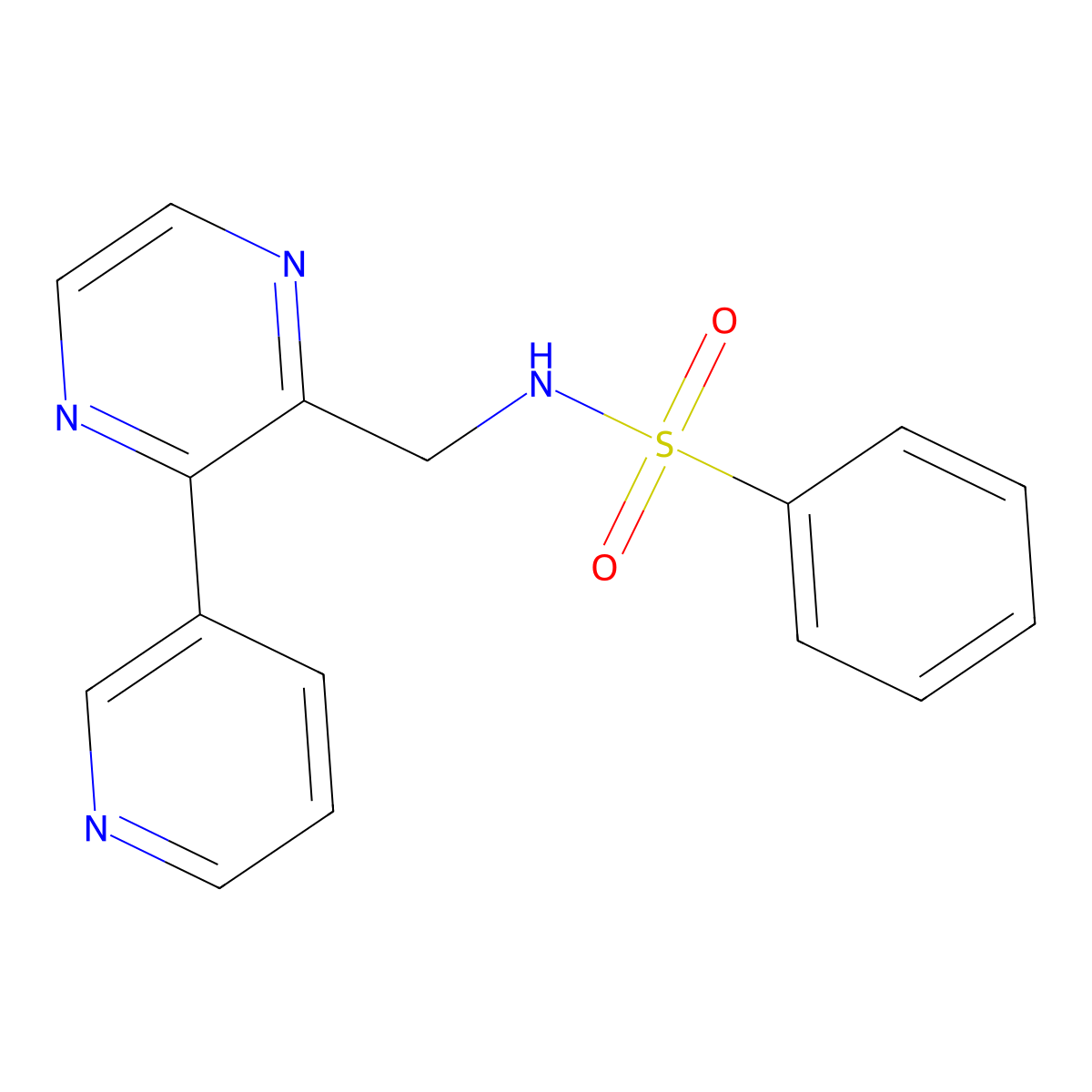 N-((3-(pyridin-3-yl)pyrazin-2-yl)methyl)benzenesulfonamide molecular structure, CAS 2034563-22-7