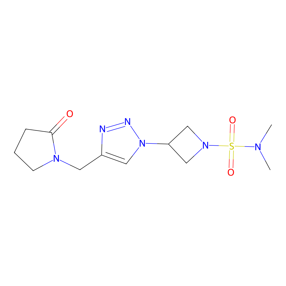 N,N-dimethyl-3-{4-[(2-oxopyrrolidin-1-yl)methyl]-1H-1,2,3-triazol-1-yl}azetidine-1-sulfonamide molecular structure, CAS 2034563-27-2