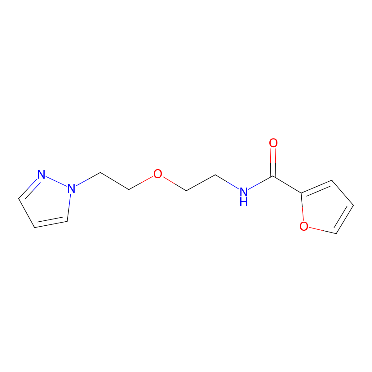 N-{2-[2-(1H-pyrazol-1-yl)ethoxy]ethyl}furan-2-carboxamide molecular structure, CAS 2034563-32-9